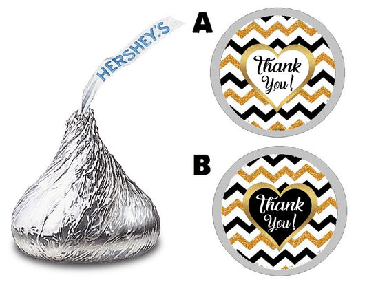 Party Favors Black Gold and White Glitter Chevron Hershey Kiss Kisses Labels Stickers Birthday Wedding Bridal Baby Shower Graduation   Supplies Favors