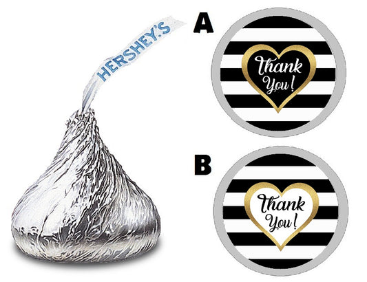 Party Favors Black White and Gold Stripes Striped Hershey Kiss Kisses Labels Stickers Birthday Wedding Bridal Baby Shower Graduation   Supplies Favors