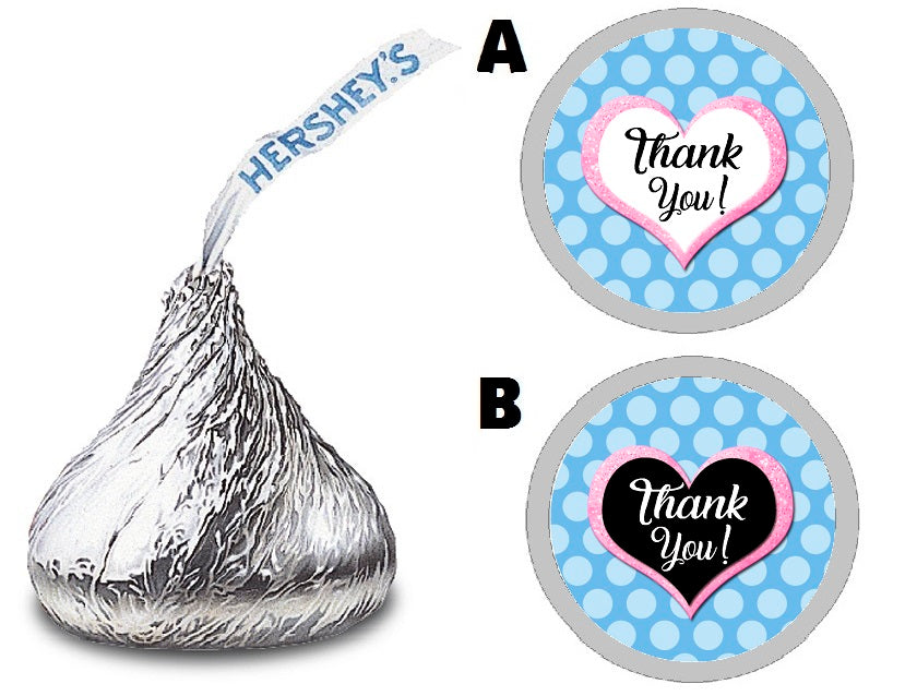 Party Favors Blue Black Pink and White Polka Dot Dots Hershey Kiss Kisses Labels Stickers Birthday Wedding Bridal Baby Shower Graduation   Supplies Favors