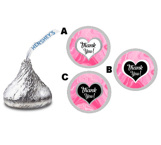 Party Favors Hot Pink Silver  and White Glitter Marble Hershey Kiss Kisses Labels Stickers Birthday Wedding Bridal Baby Shower Graduation   Supplies Favors