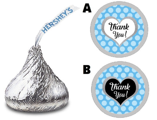 Party Favors Blue Black Silver and White Polka Dot Dots Hershey Kiss Kisses Labels Stickers Birthday Wedding Bridal Baby Shower Graduation   Supplies Favors