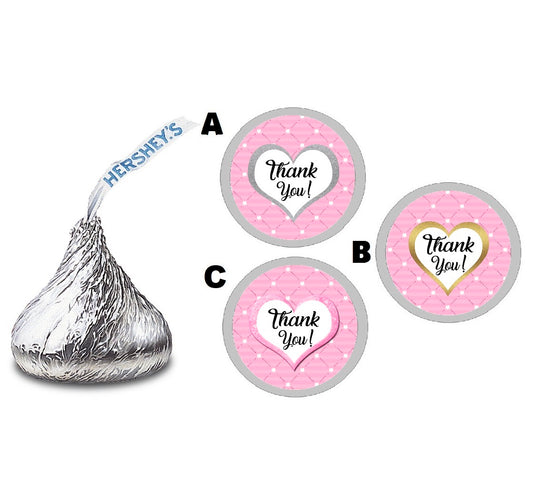 Party Favors Pink White Silver and Gold Glitter Striped Stripes Hershey Kiss Kisses Labels Stickers Birthday Wedding Bridal Baby Shower Graduation   Supplies Favors