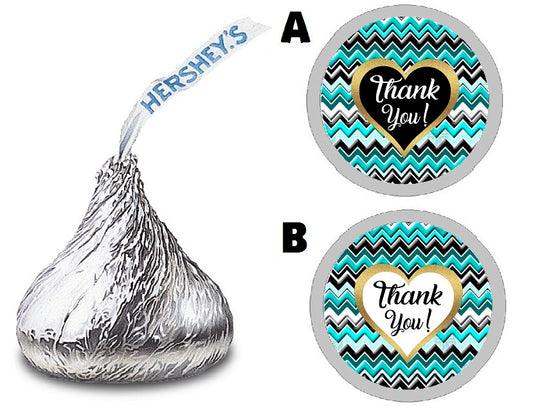 Party Favors Blue Black White and Gold Aqua Turquoise Teal Chevron Hershey Kiss Kisses Labels Stickers Birthday Wedding Bridal Baby Shower Graduation   Supplies Favors