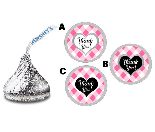 Party Favors Hot Pink Silver Black and White Glitter Plaid Hershey Kiss Kisses Labels Stickers Birthday Wedding Bridal Baby Shower Graduation   Supplies Favors