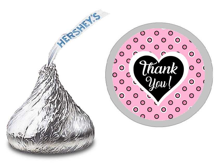 Party Favors Pink Black and White Polka Dot Dots Hershey Kiss Kisses Labels Stickers Birthday Wedding Bridal Baby Shower Graduation   Supplies Favors