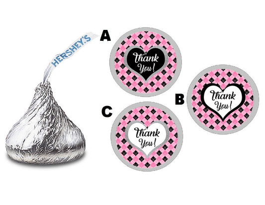 Party Favors Pink White Black Silver Glitter Plaid Checkered Hershey Kiss Kisses Labels Stickers Birthday Wedding Bridal Baby Shower Graduation   Supplies Favors